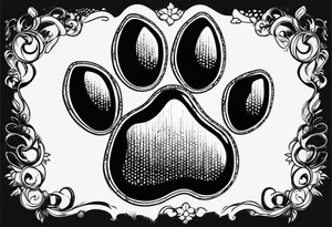 dog paw with  coordinates tattoo idea
