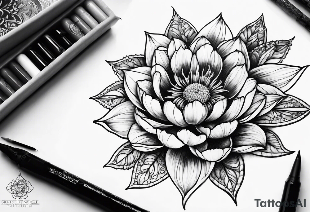 Cosmic space flower tattoo idea