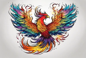 colorful phoenix claws open rising from ashes tattoo idea