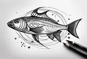 Native fisherman underwater tattoo idea