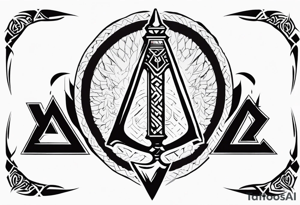 Valhalla 
Sword shield valknut  axe tattoo idea