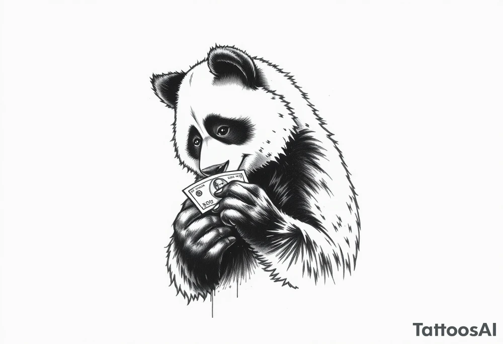 panda counting money tattoo idea
