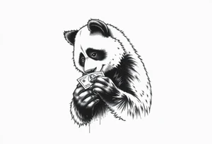 panda counting money tattoo idea