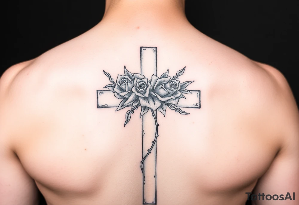 Roses crown of thorns on cross
G>high lows tattoo idea