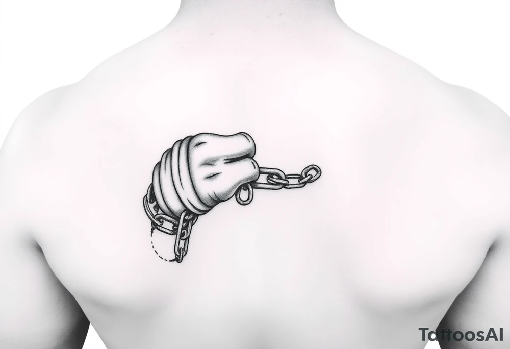 Chains wrapped on thumb and pointer finger connecting together on the hands tattoo idea