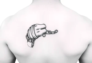 Chains wrapped on thumb and pointer finger connecting together on the hands tattoo idea