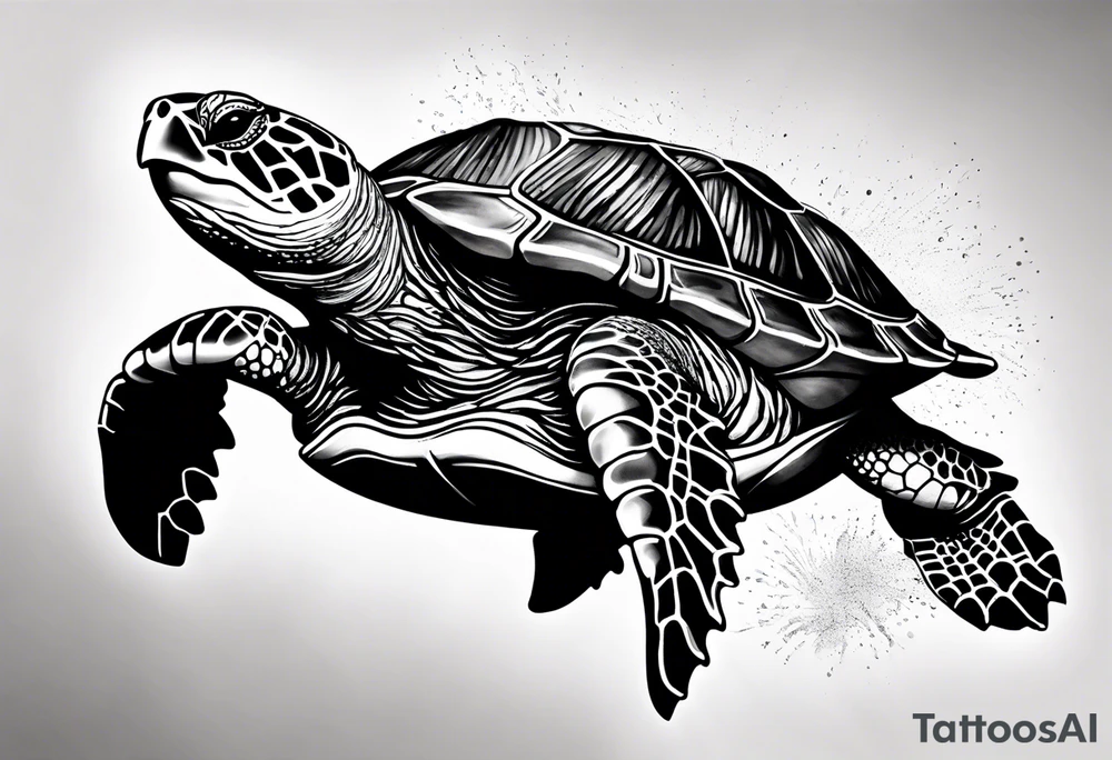 beachy seashell sea turtle tattoo idea