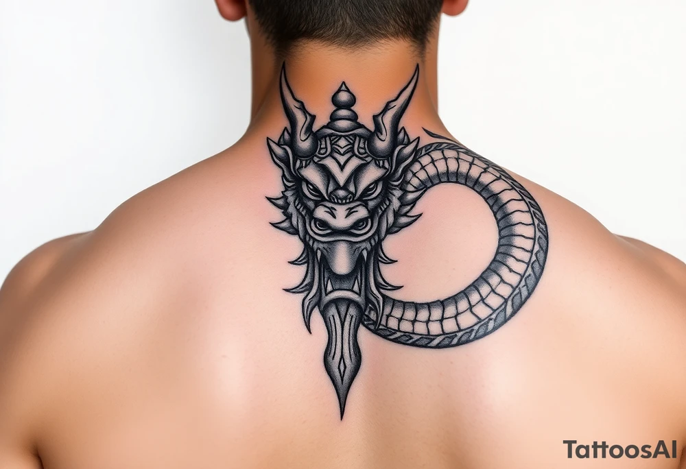 powerful majestic Thai Naga tattoo idea