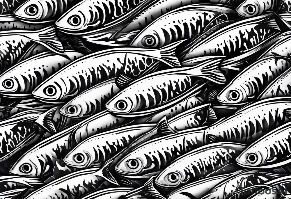 Shoal of mackerel in the ocean tattoo idea