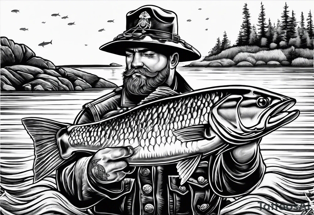 Beer Friend Memorial Fishing Marines tattoo idea