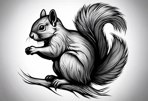 Angel squirrel acorn tattoo idea