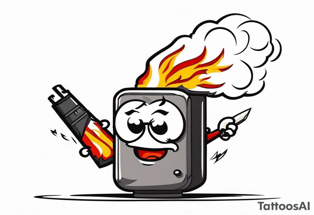 stick of dynamite character is trying to blow out his own burning fuse before he explodes tattoo idea