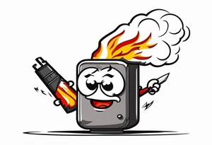 stick of dynamite character is trying to blow out his own burning fuse before he explodes tattoo idea