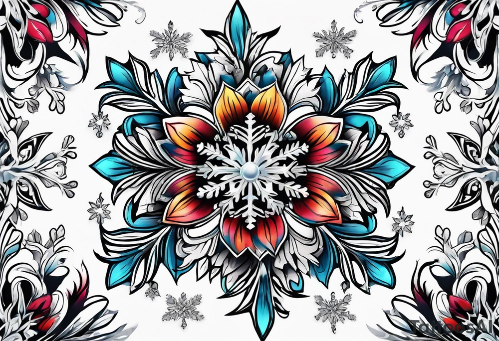 snowflake , flower tattoo idea