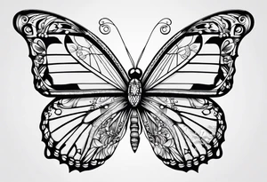 butterfly with the name Alike under it tattoo idea