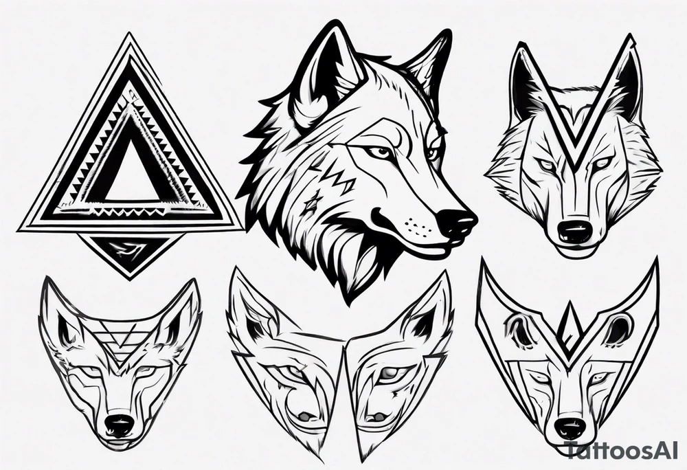 wolf head with triangle on forehead tattoo idea