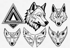 wolf head with triangle on forehead tattoo idea