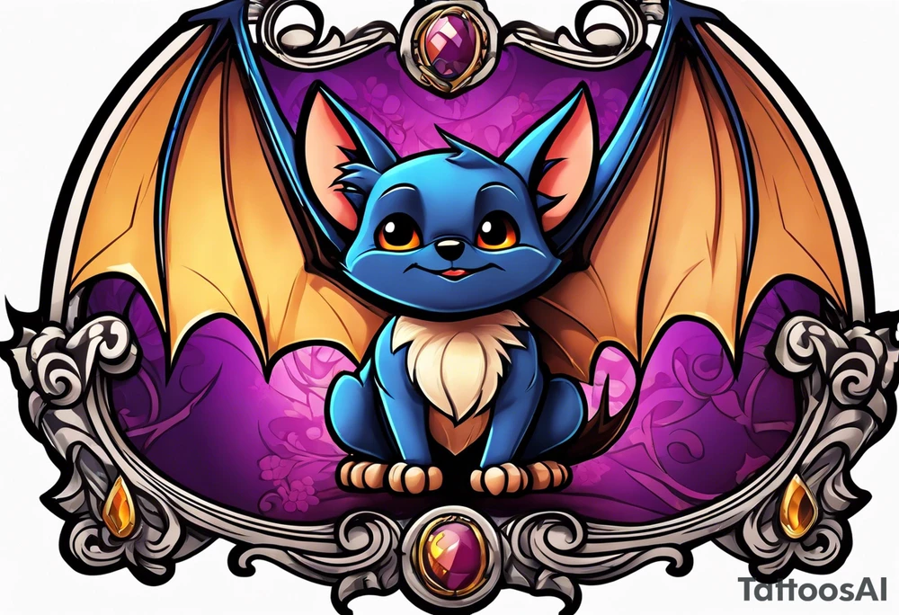 cartoon bat in style of disney, tattoo idea