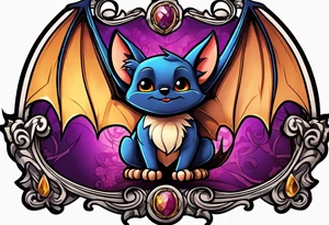 cartoon bat in style of disney, tattoo idea