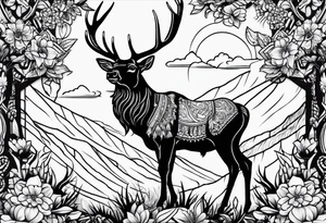 Western stag no flowers tattoo idea