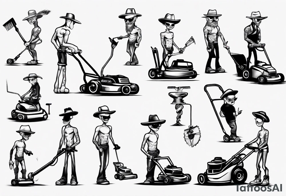 stickman with lawnmower tattoo idea