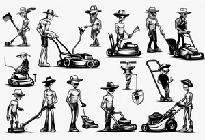 stickman with lawnmower tattoo idea