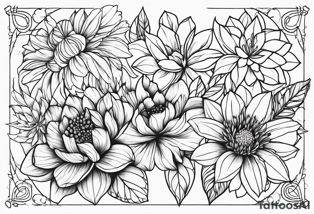 may, june, july, september, october, december birth month flowers tattoo idea