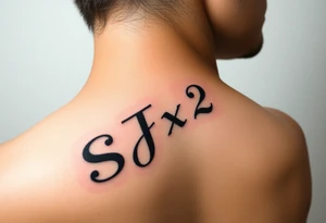 SJx2 text on left side of neck woman tattoo idea