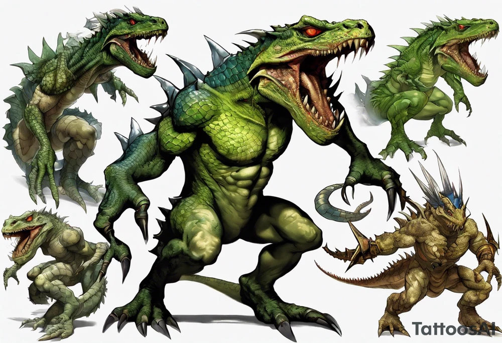 full heroes of might and magic 3 lizardman, happy and nice looking tattoo idea