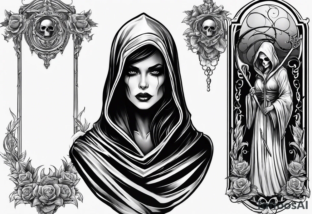 Female grim reaper tattoo idea