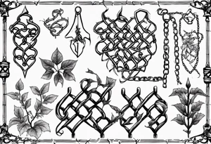chain link fence with pointy ivy tattoo idea