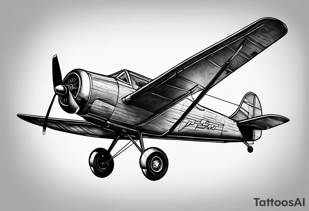 sketch of adventure plane in perspective from the bottom tattoo idea