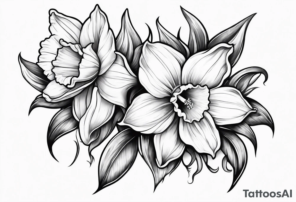 Daffodil birth flower chain tattoo idea