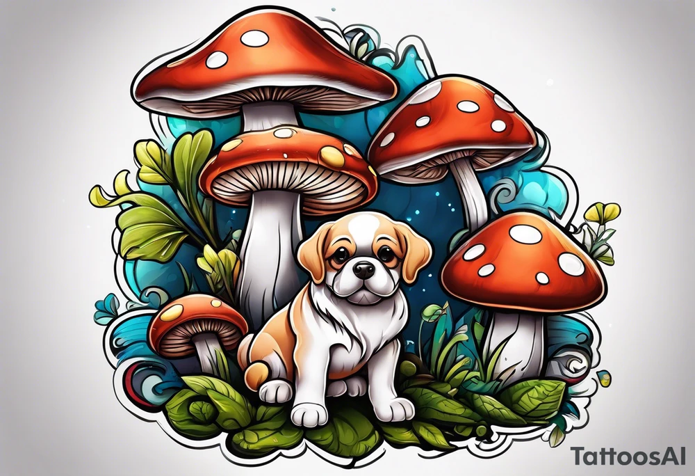 Mushroom dog tattoo idea