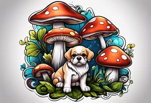 Mushroom dog tattoo idea