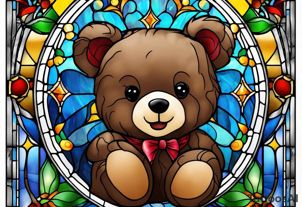 Teddy bear stain glass tattoo idea