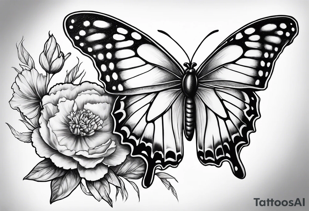 carnation moon butterfly tattoo idea
