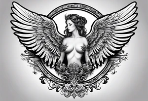 Angel Wings with the word Glenn in between tattoo idea