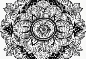 flower of life with henna pattern tattoo idea