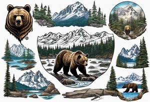 British Columbia landscape inside bear tattoo idea