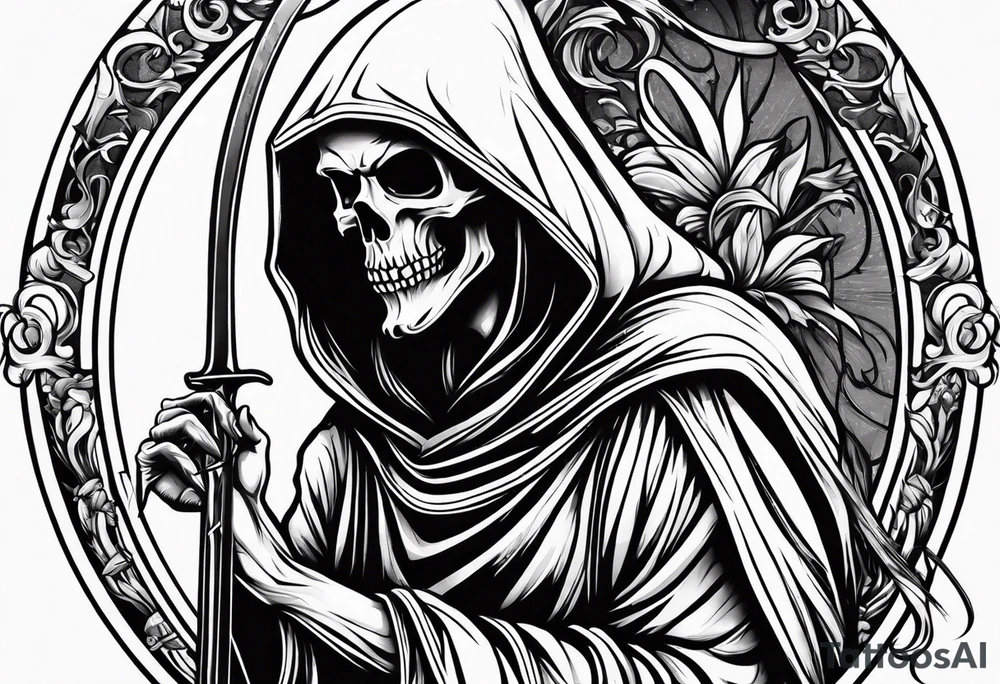 grim reaper pinup tattoo idea