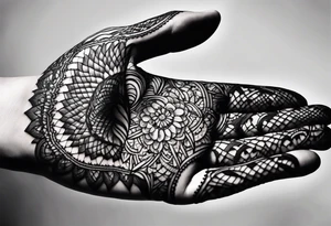 Elbow length black lace glove tattoo idea