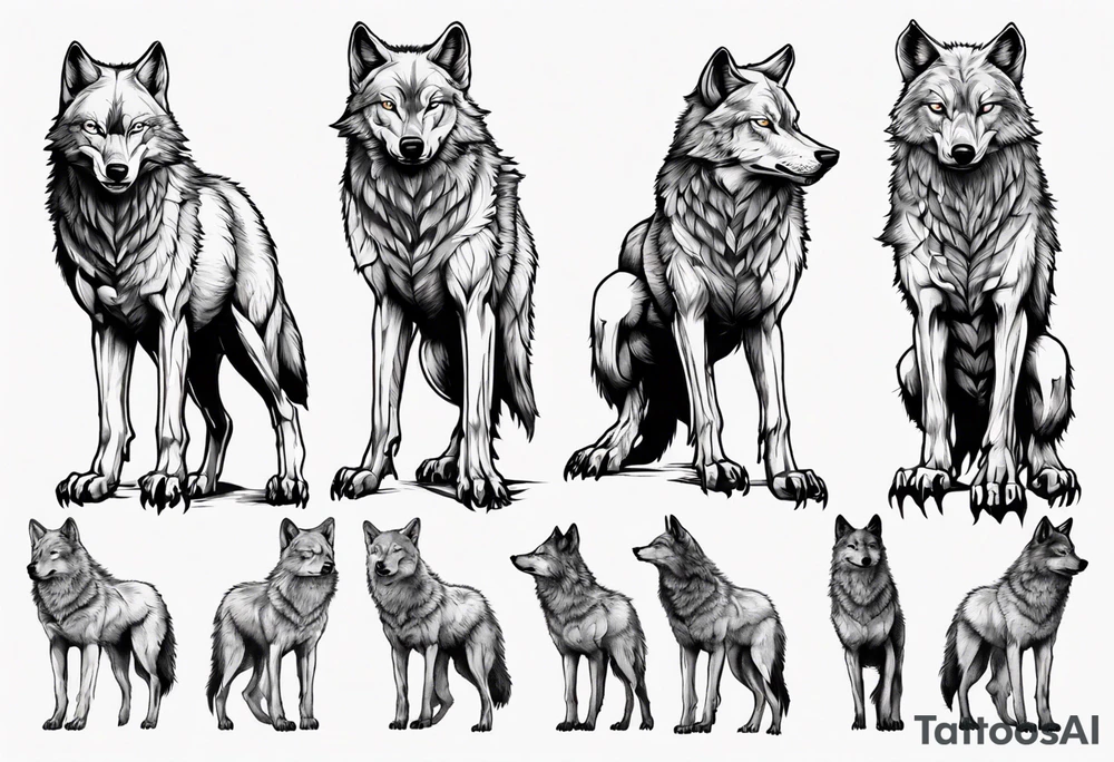 wolf standing on its hind legs tattoo idea