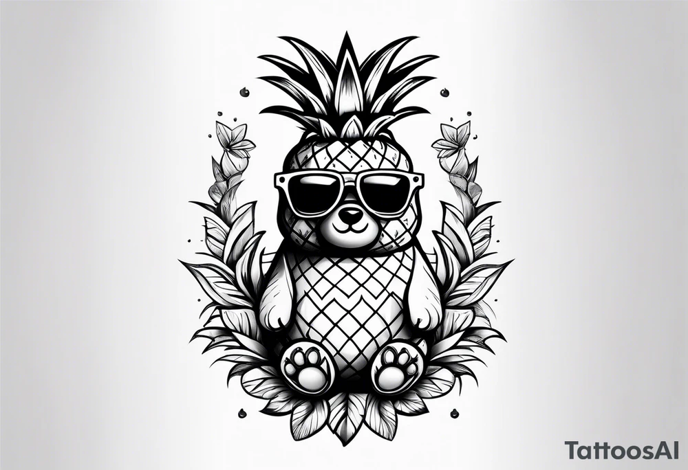Cute pineapple bear tattoo idea