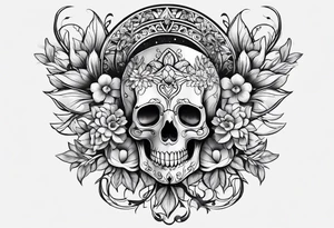 horn and flower tattoo idea