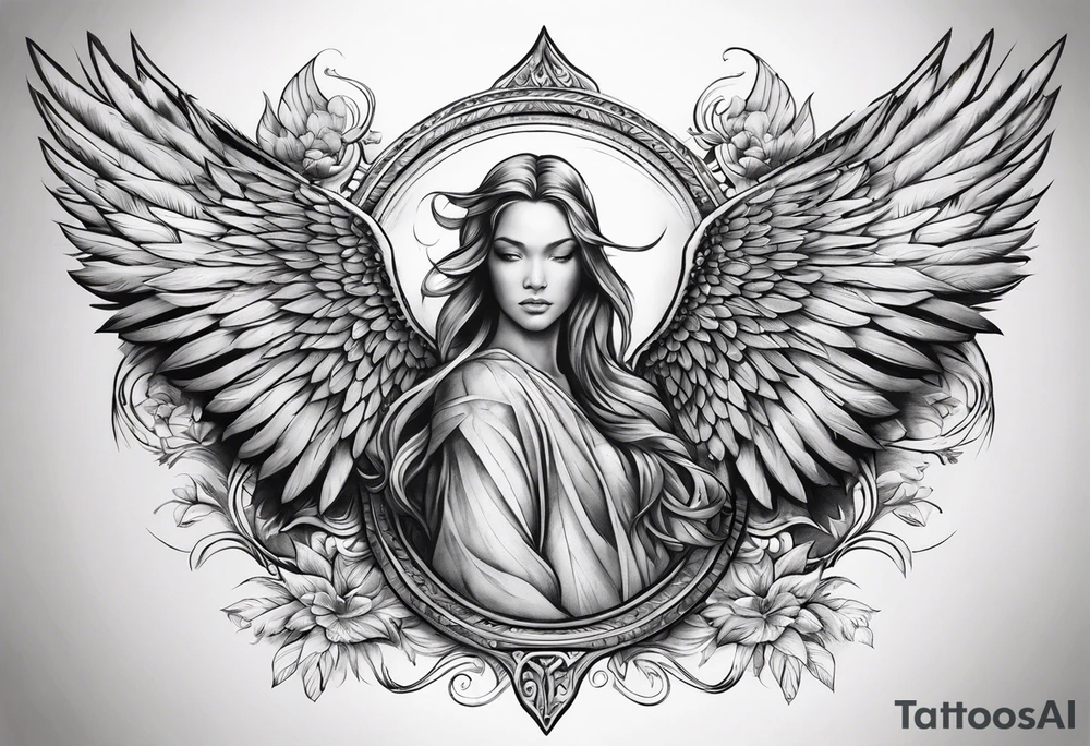 The word Glenn with angel Wings at the side tattoo idea