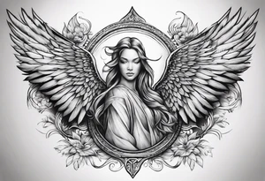 The word Glenn with angel Wings at the side tattoo idea