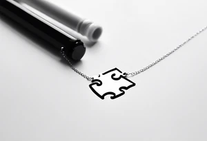 single puzzle piece as a charm hanging off one of the letters "to my favorite sister" tattoo idea