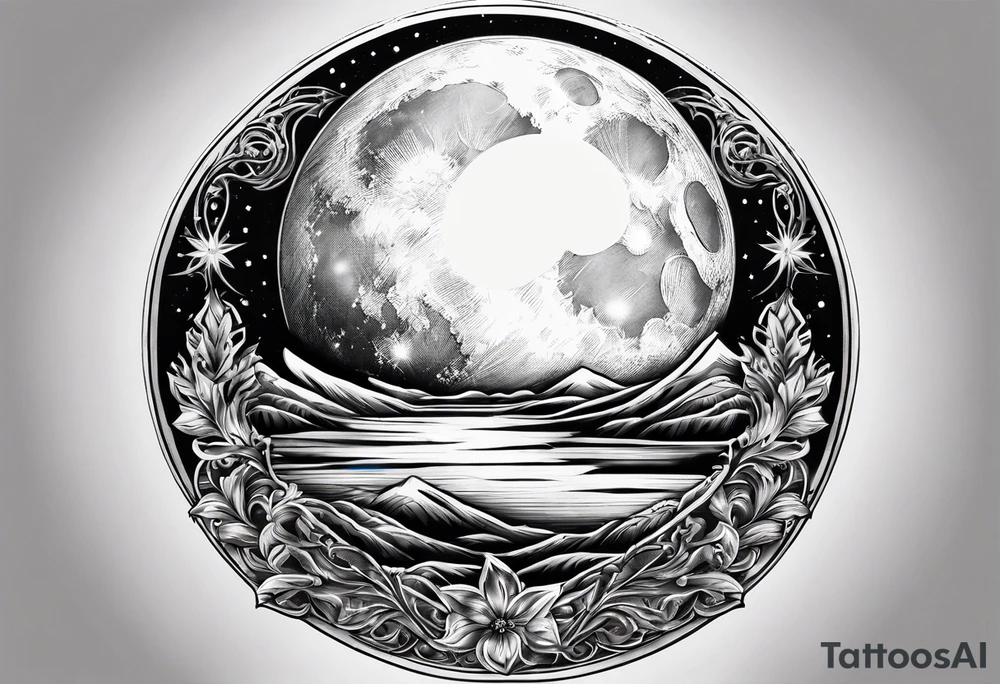 Full moon in sky tattoo idea