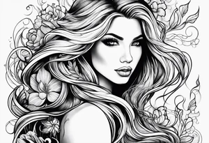Wildly flowing mermaid hair tattoo idea